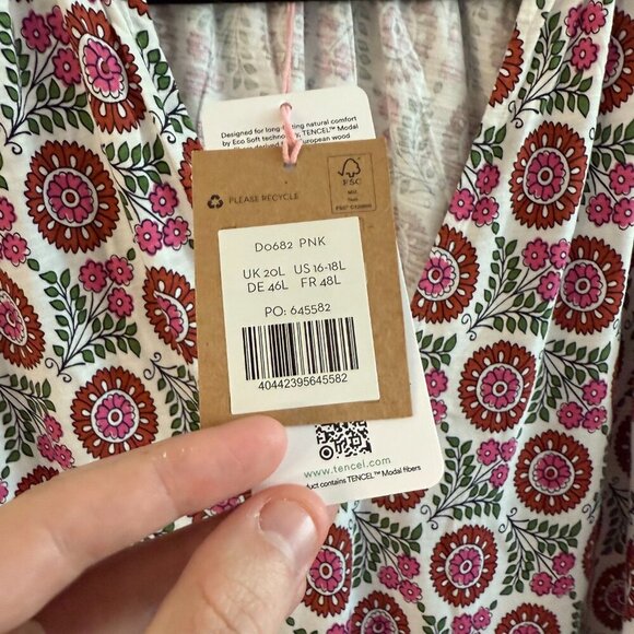 Boden NWT Notch-Neck Jersey Dress Gin Fizz Sunflower Sprig Size 16-18 - Picture 4 of 7